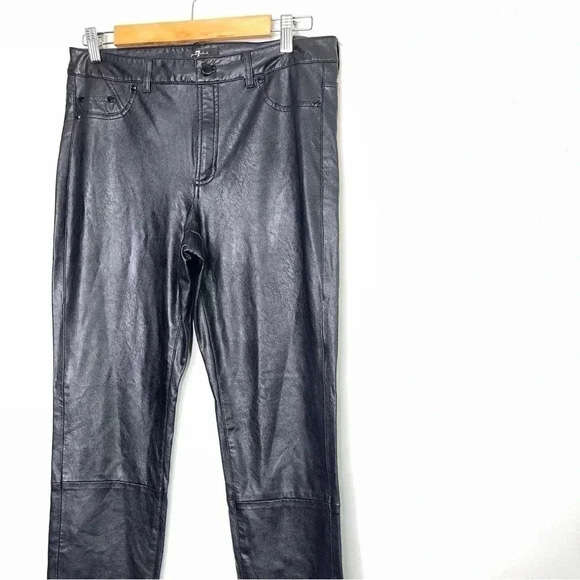 7 for All Mankind Black Vegan Faux Leather Skinny High Rise Leggings Size Large - Picture 4 of 11